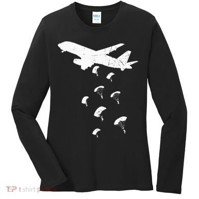 Paratrooper Army Airborne Parachute Jump Paratroops Women's Long Sleeve Shirt