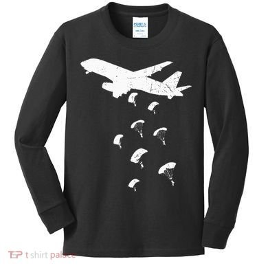 Paratrooper Army Airborne Parachute Jump Paratroops Kids Long Sleeve Shirt
