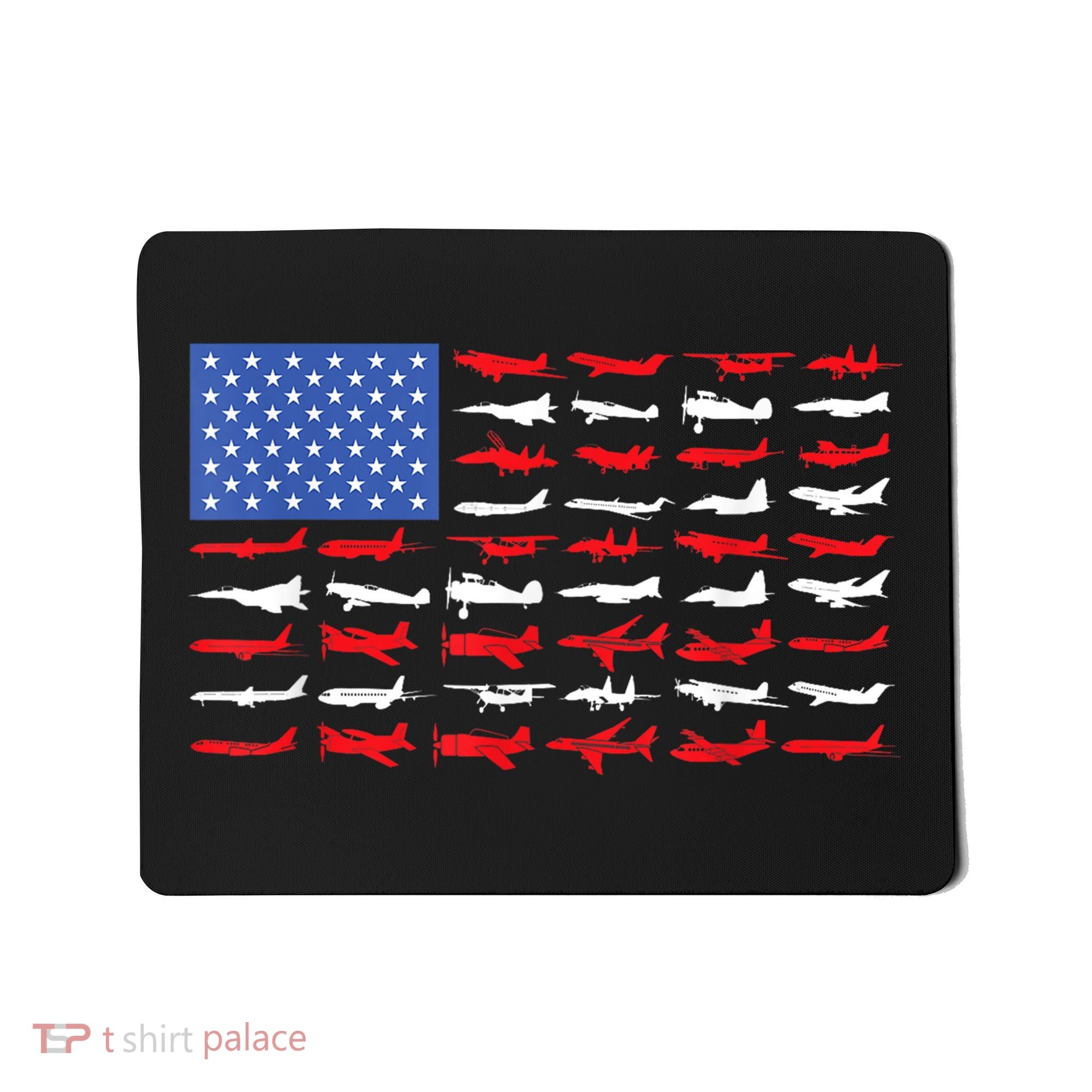 Pilot Airplane American Flag Plane Aviation Short Sleeve Mousepad