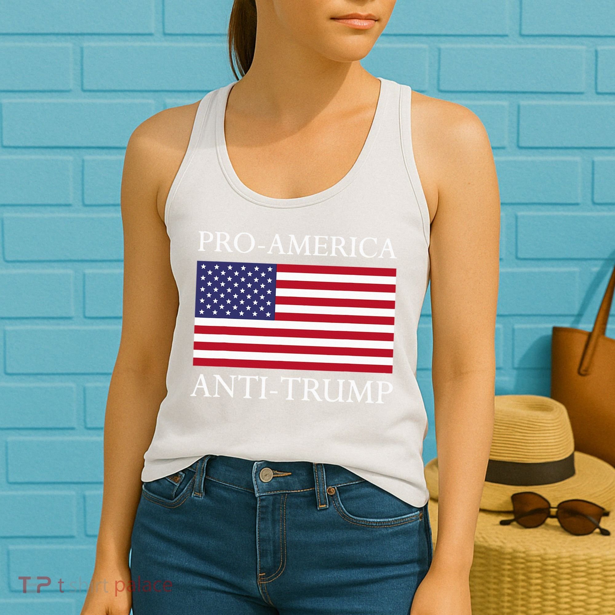 Pro America Anti Trump American Usa Flag Resist Women's Tank Top