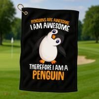 Penguins Are Awesome Penguin Golf Towel thumb 1
