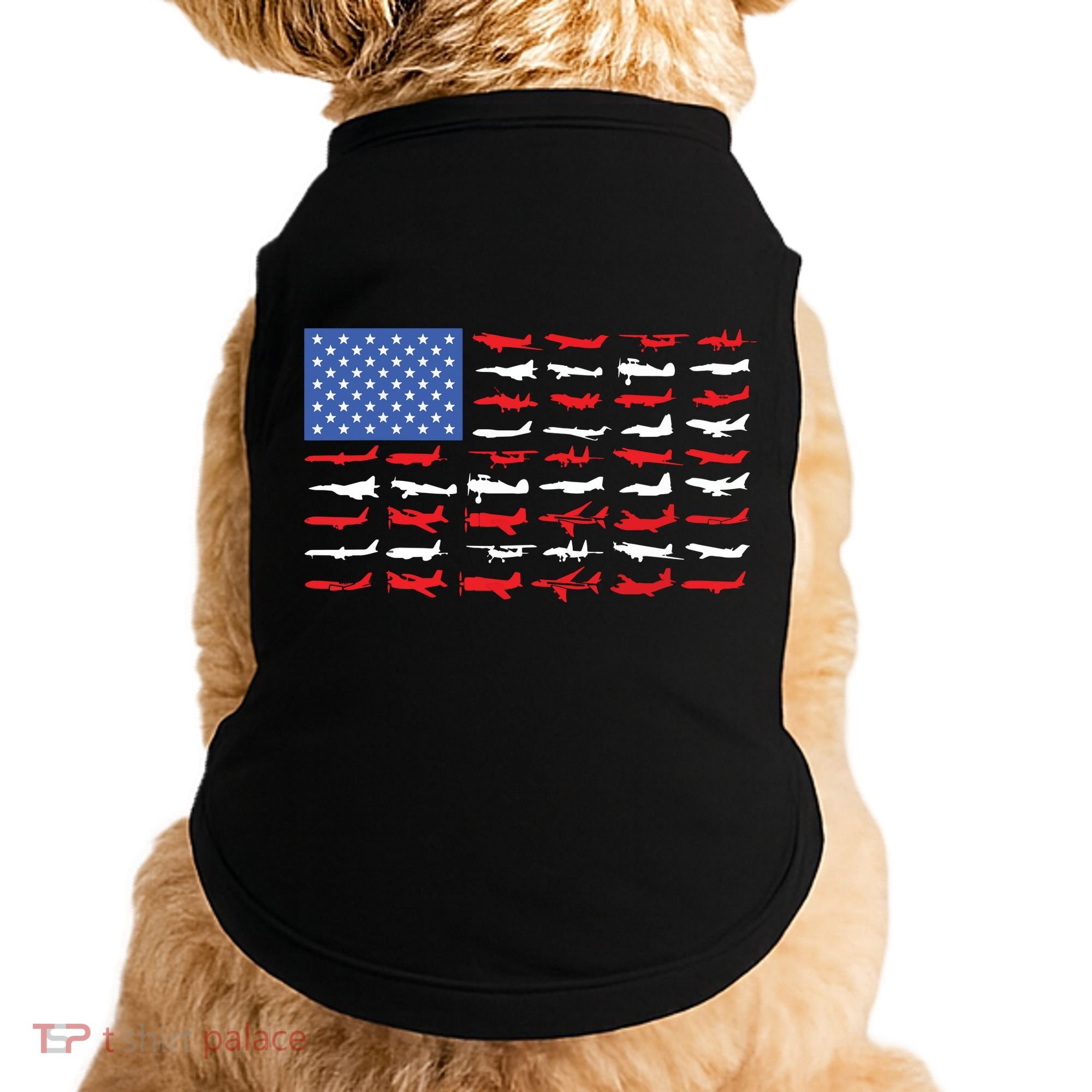 Pilot Airplane American Flag Plane Aviation Doggie Tank
