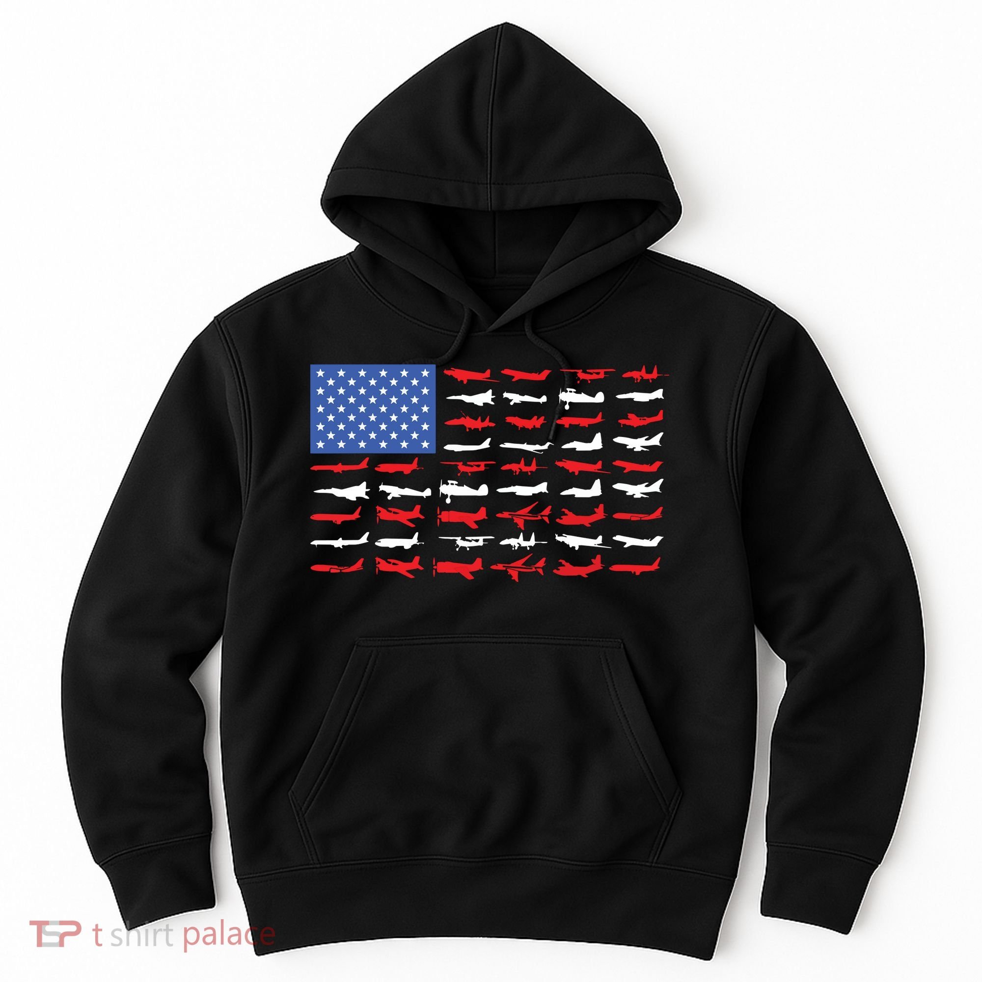 Pilot Airplane American Flag Plane Aviation Hoodie