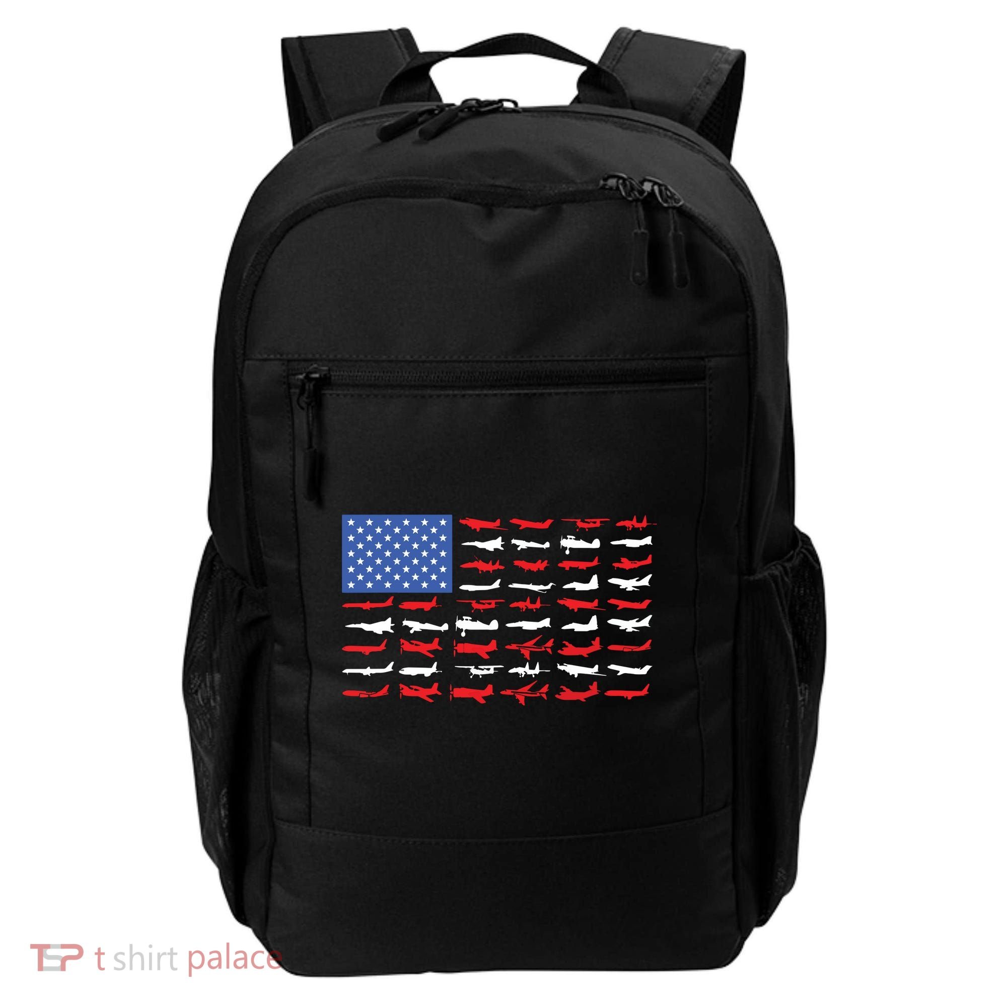 Pilot Airplane American Flag Plane Aviation Backpack