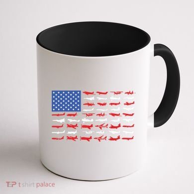 Pilot Airplane American Flag Plane Aviation Coffee Mug back