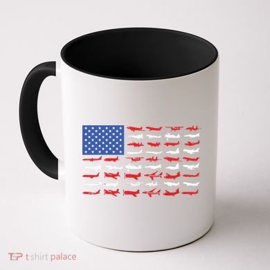 Pilot Airplane American Flag Plane Aviation Coffee Mug