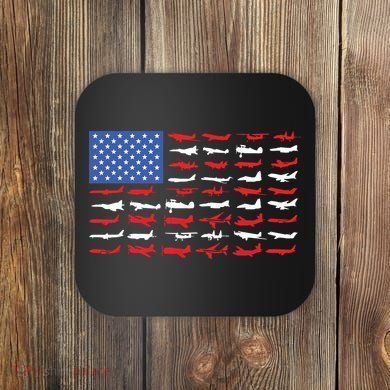 Pilot Airplane American Flag Plane Aviation Coaster