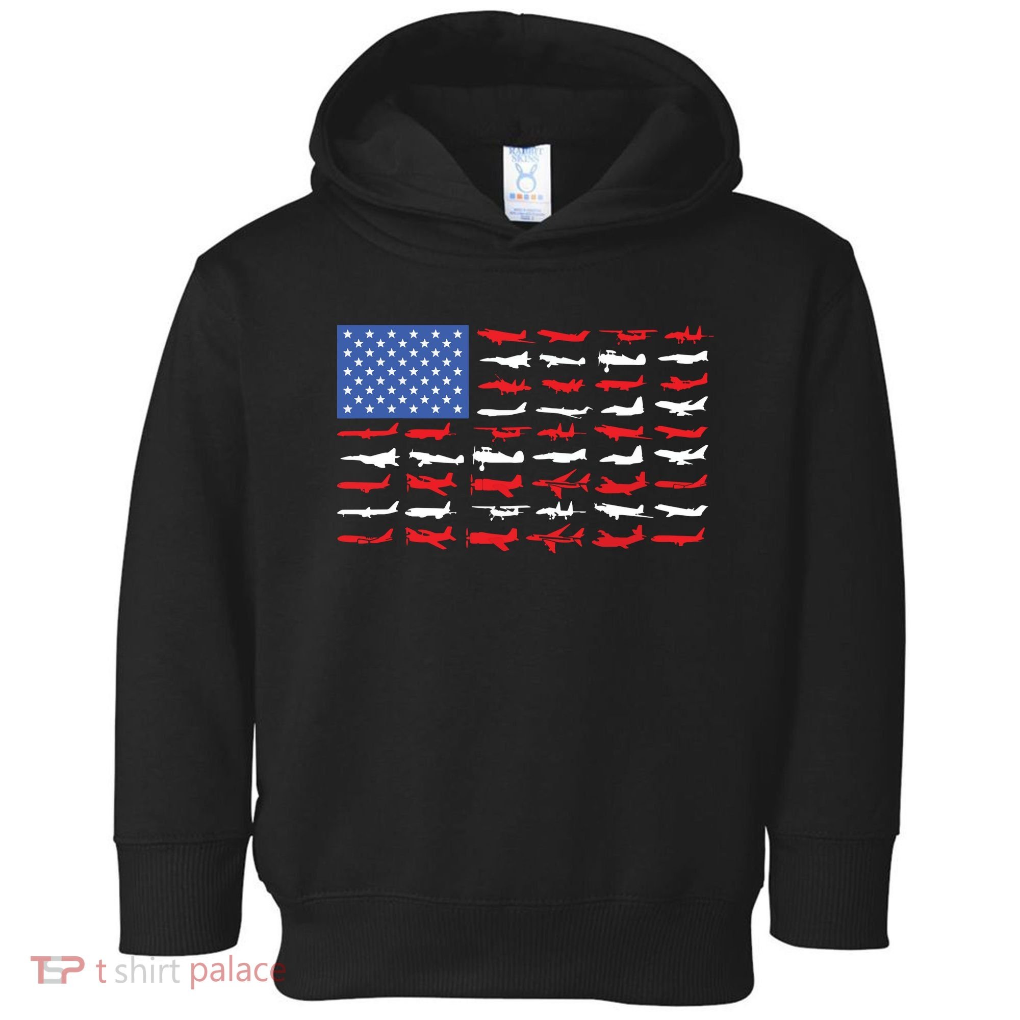 Pilot Airplane American Flag Plane Aviation Toddler Hoodie
