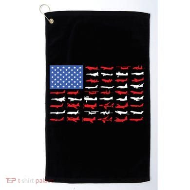 Pilot Airplane American Flag Plane Aviation Golf Towel