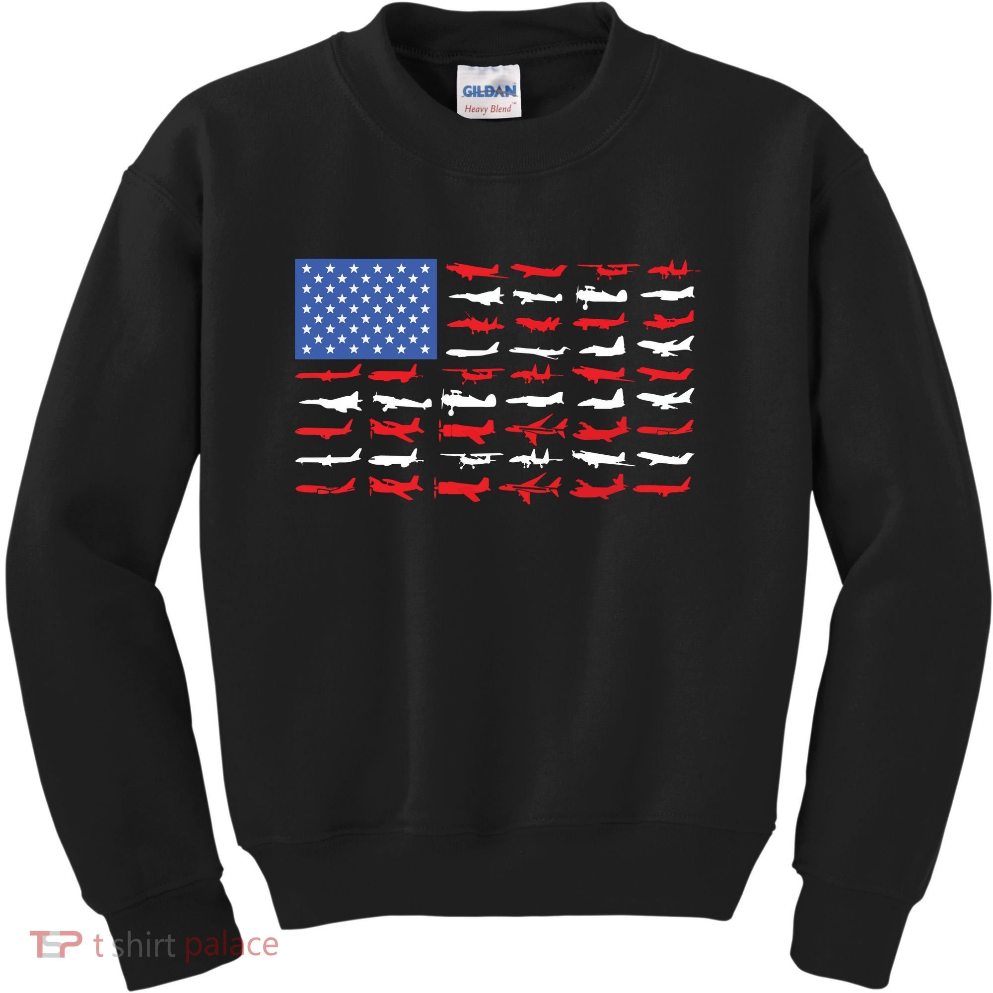 Pilot Airplane American Flag Plane Aviation Kids Sweatshirt