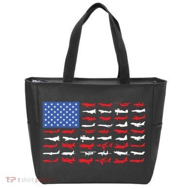 Pilot Airplane American Flag Plane Aviation Tote Bag