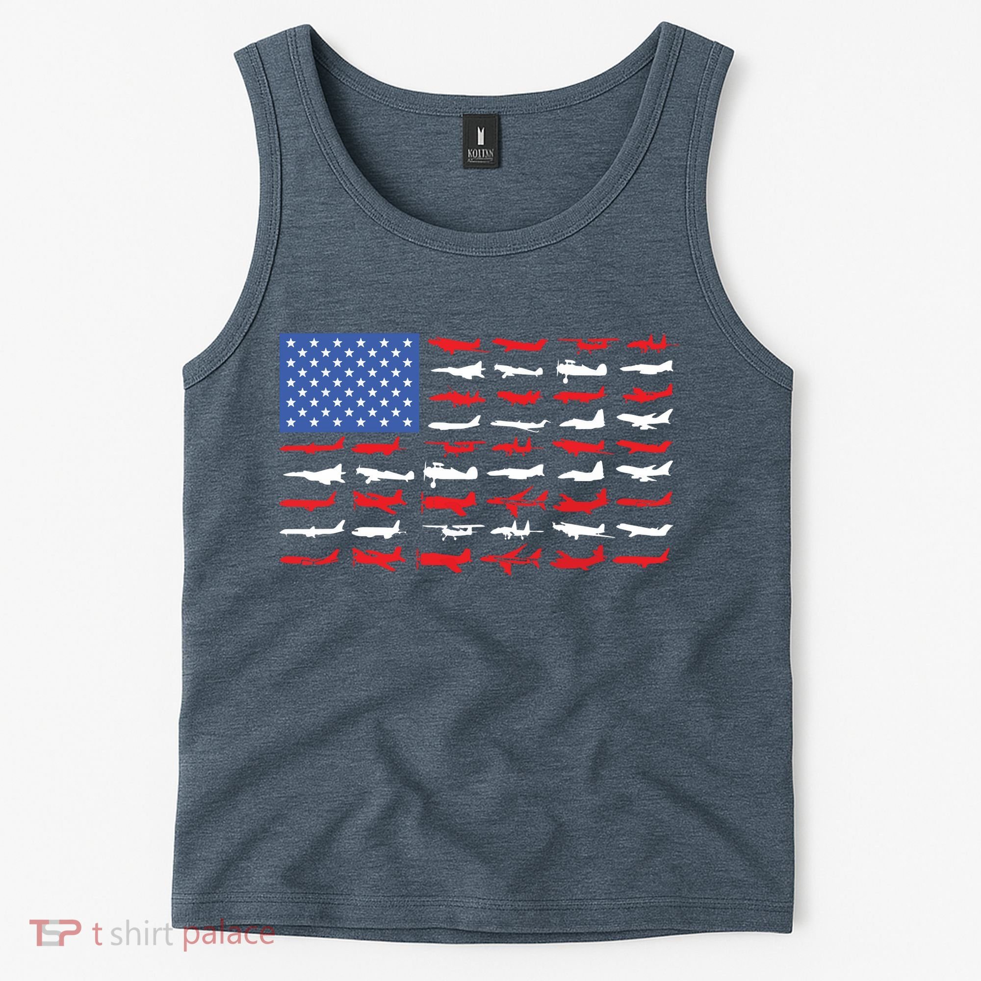 Pilot Airplane American Flag Plane Aviation Tank Top