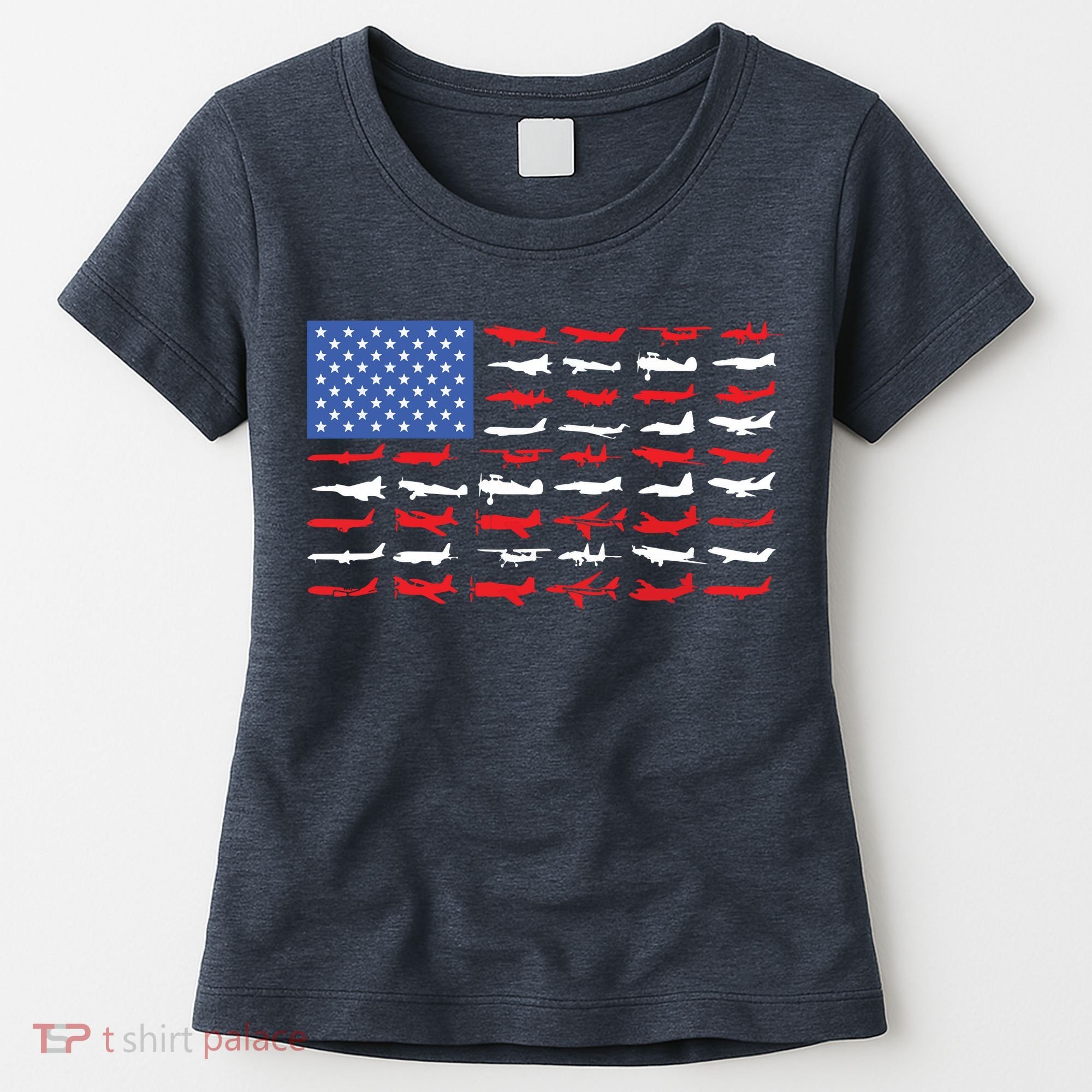 Pilot Airplane American Flag Plane Aviation Women's T-Shirt