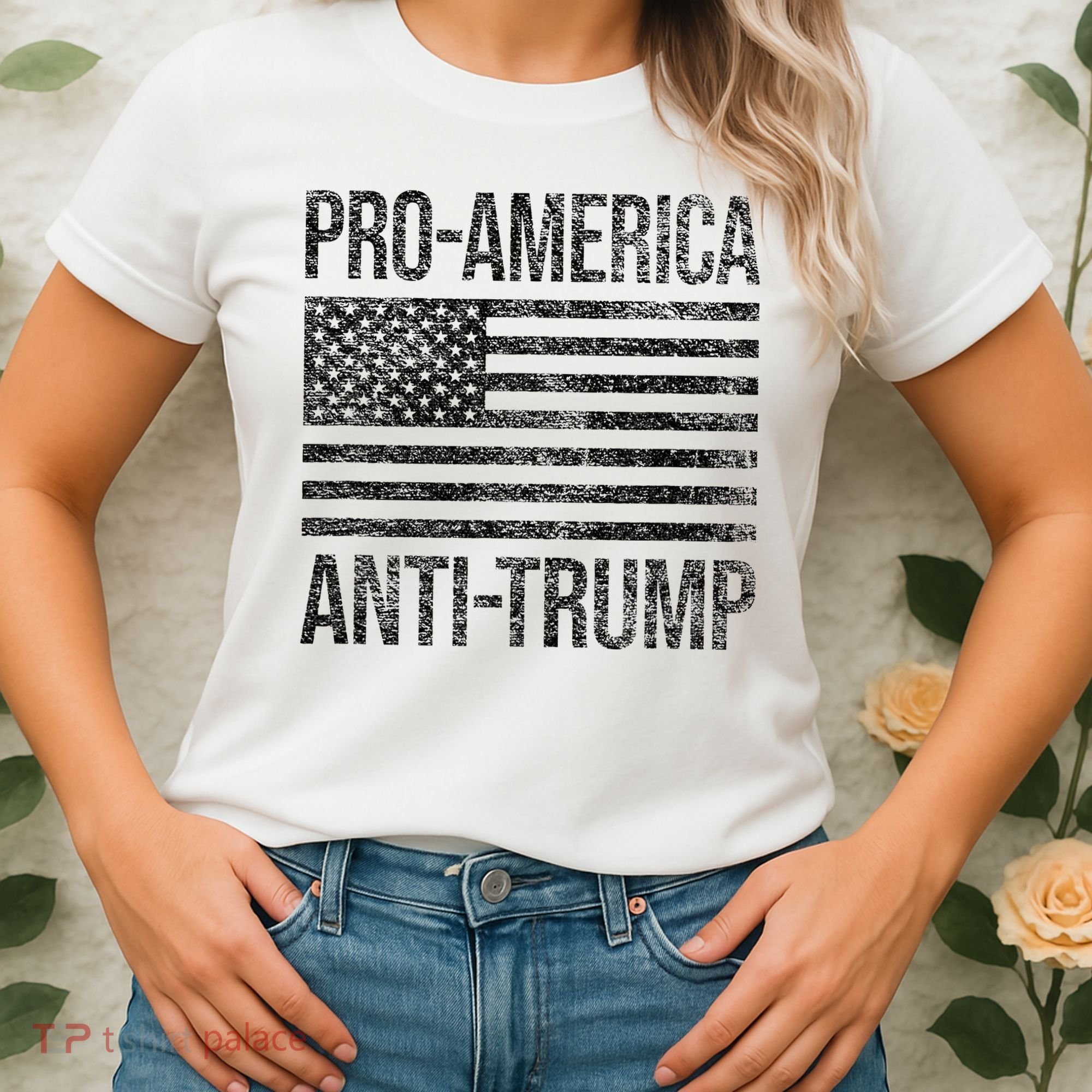 Pro America Anti Trump Us American Flag Patriot Women's T-Shirt