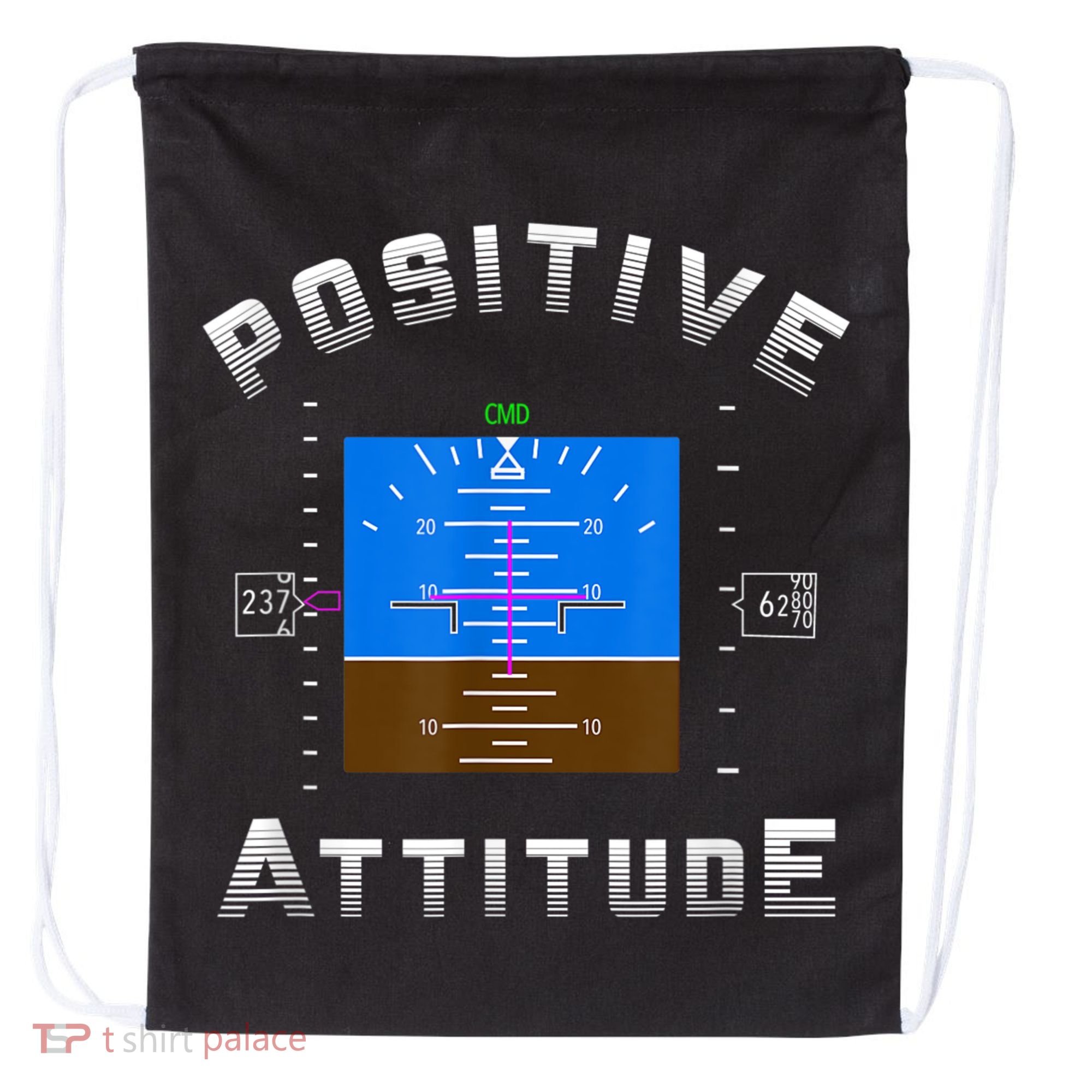 Positive Attitude Aviation Pilot Primary Flight Display Drawstring Bag