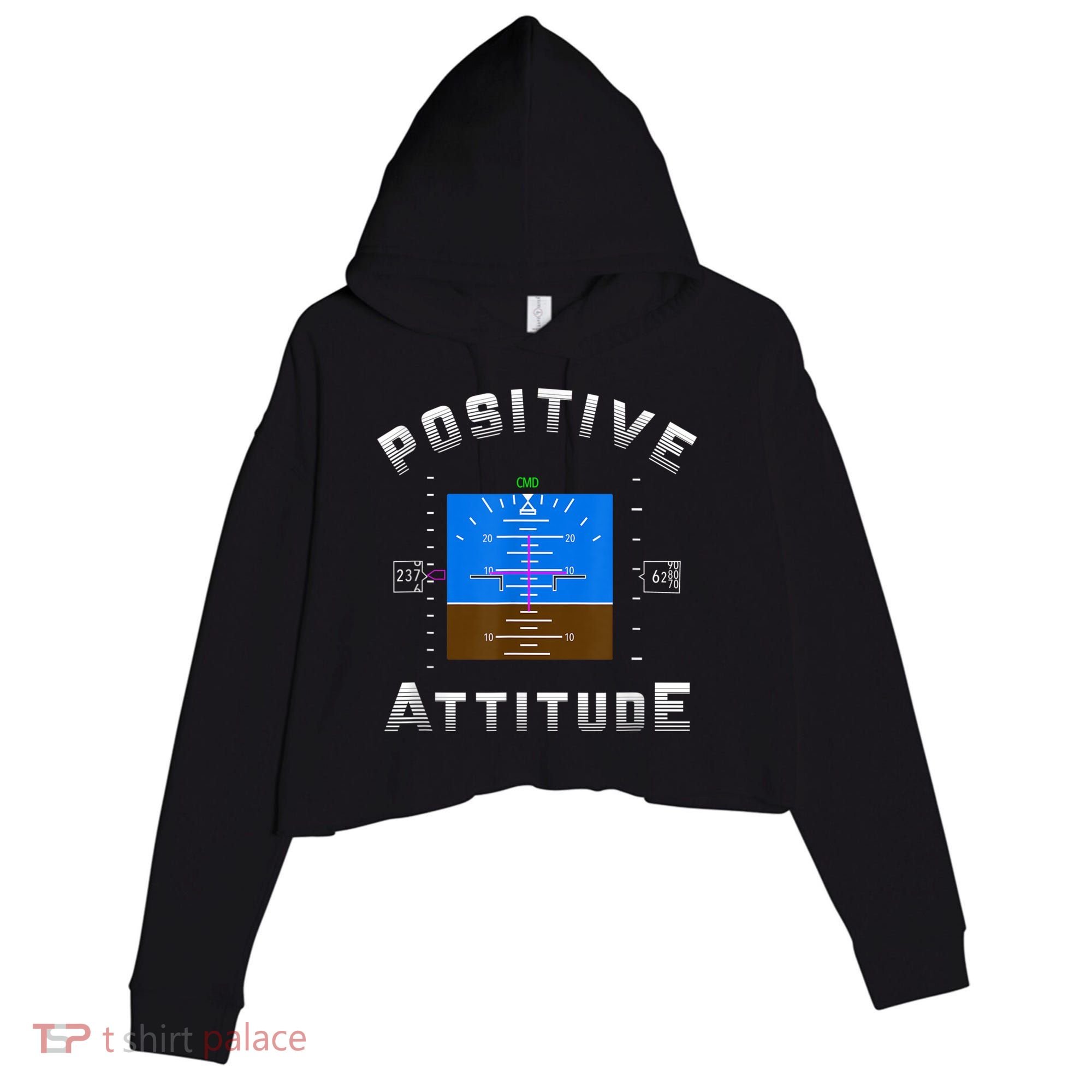 Positive Attitude Aviation Pilot Primary Flight Display Crop Fleece Hoodie