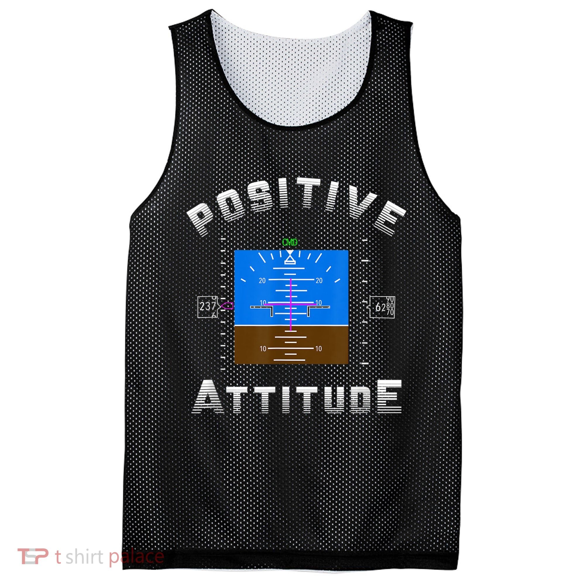 Positive Attitude Aviation Pilot Primary Flight Display Mesh Reversible Basketball Jersey Tank