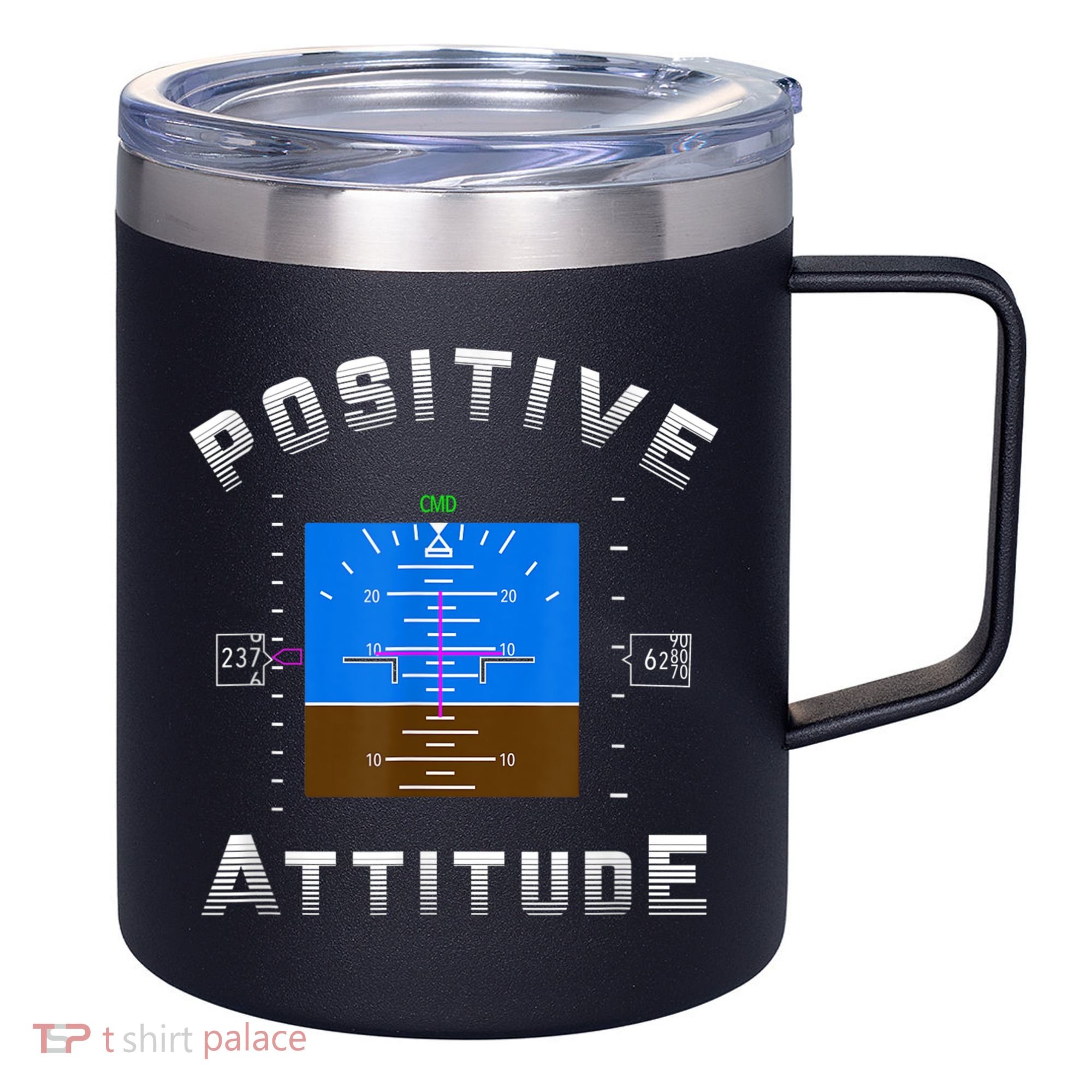 Positive Attitude Aviation Pilot Primary Flight Display 12oz Stainless Steel Coffee Mug