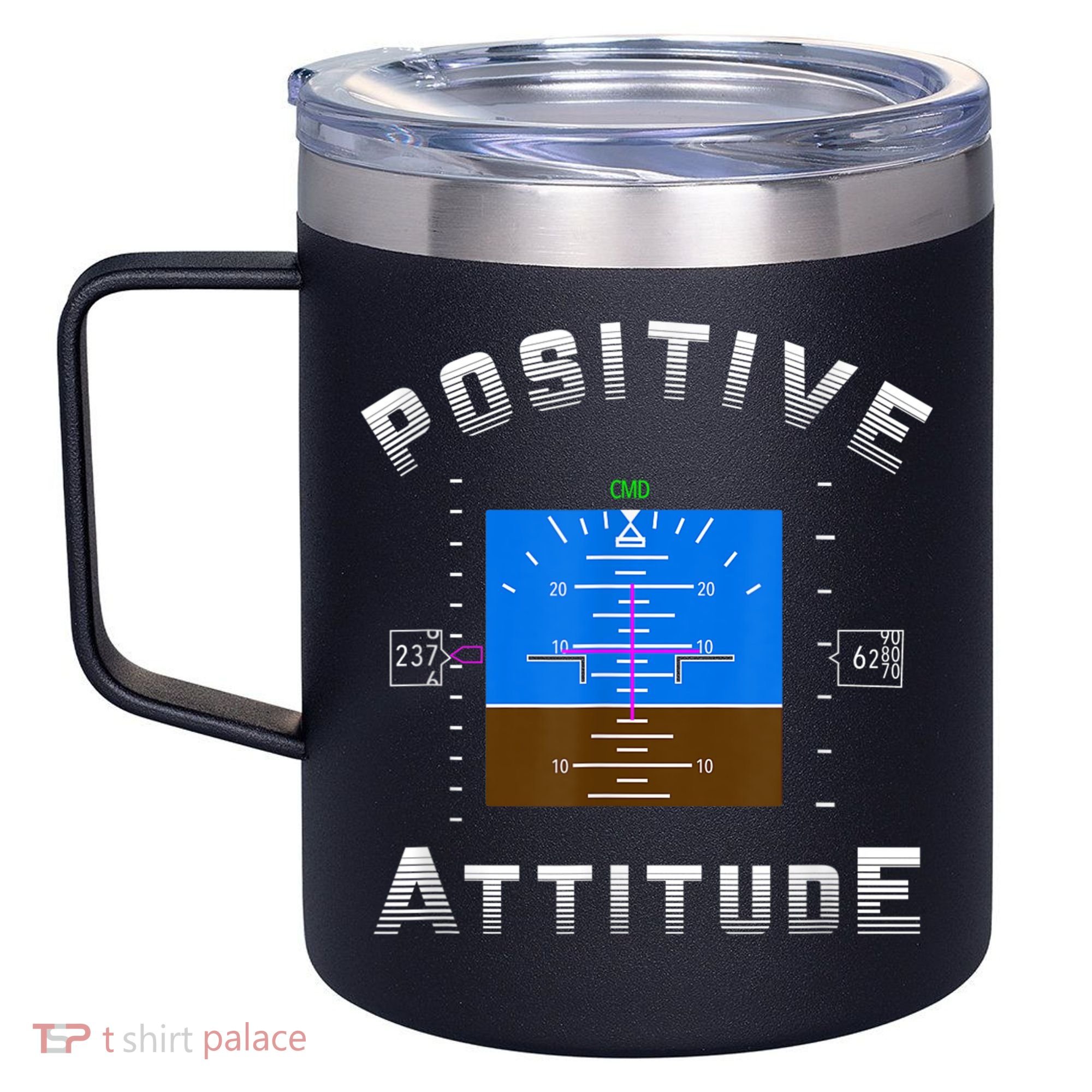 Positive Attitude Aviation Pilot Primary Flight Display 12oz Stainless Steel Coffee Mug