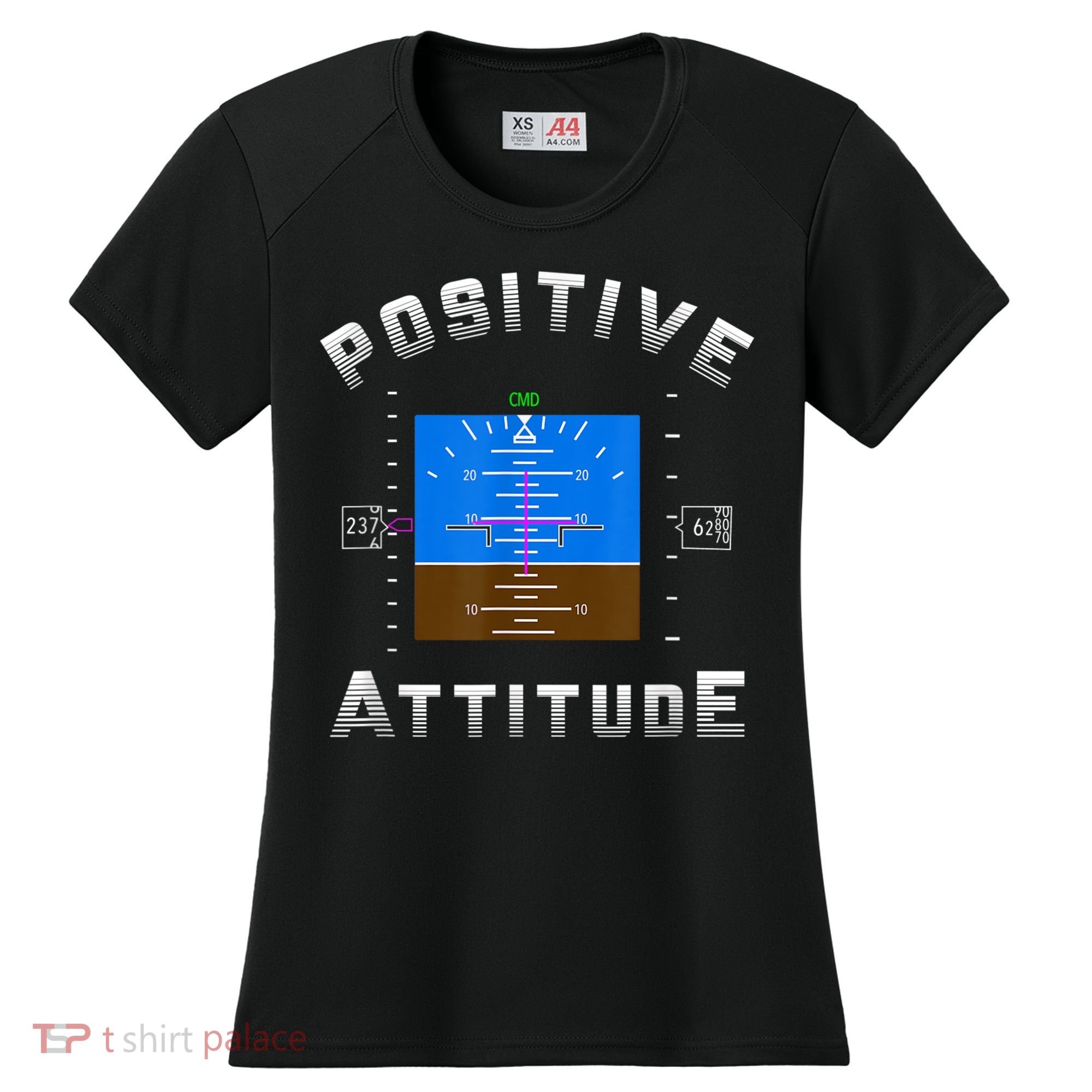 Positive Attitude Aviation Pilot Primary Flight Display Women's Cooling Performance Crew T-Shirt