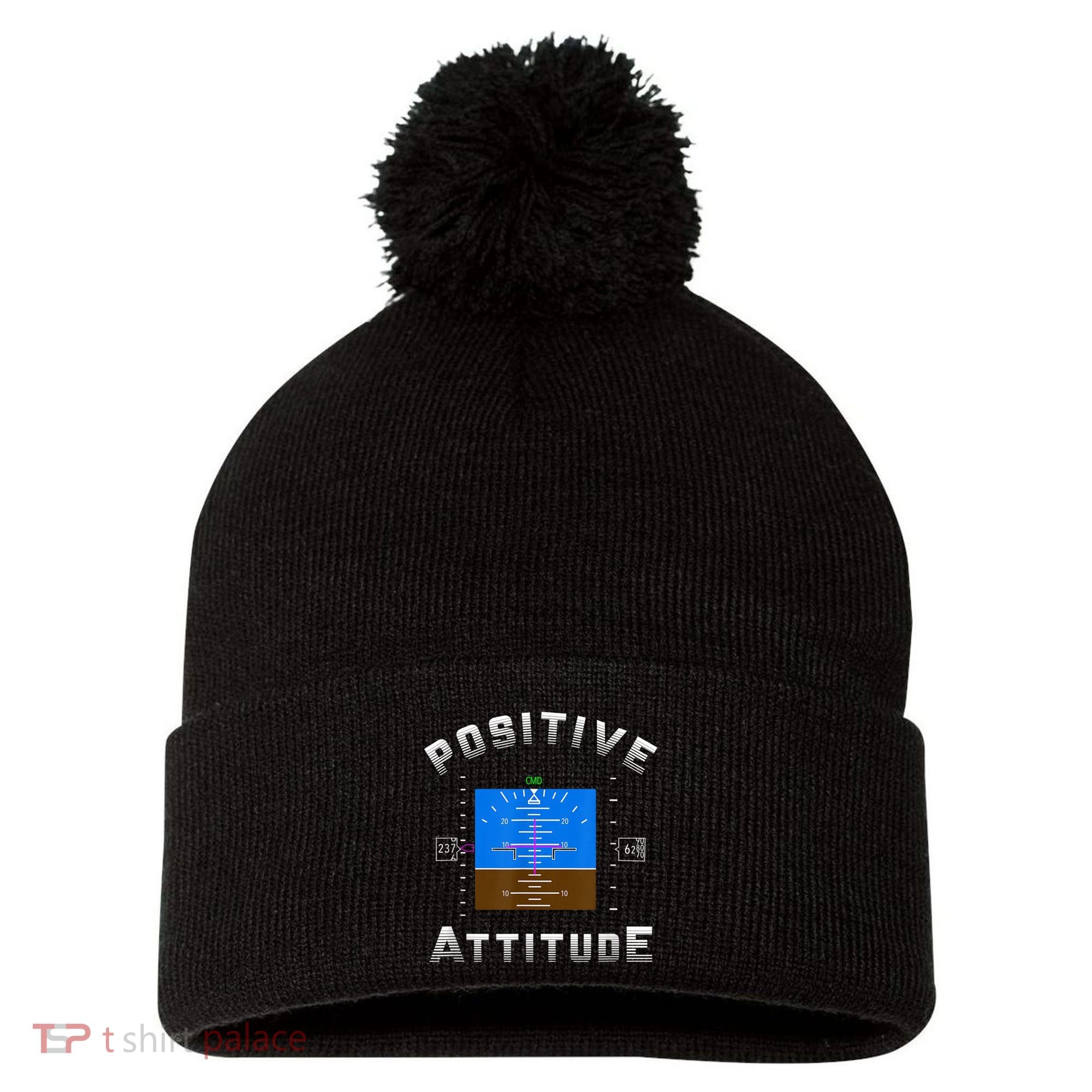 Positive Attitude Aviation Pilot Primary Flight Display Pom Pom 12in Knit Beanie