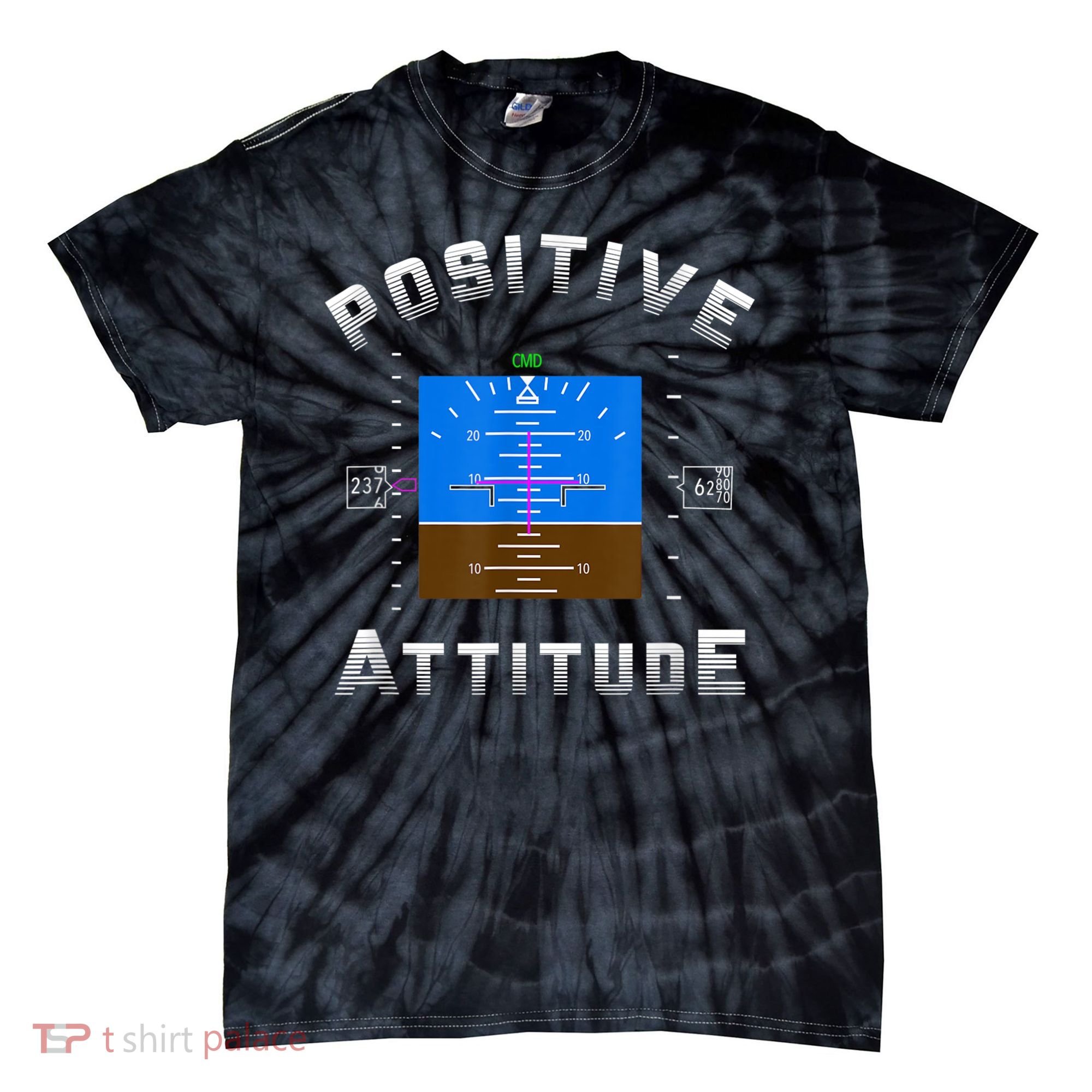 Positive Attitude Aviation Pilot Primary Flight Display Tie-Dye T-Shirt