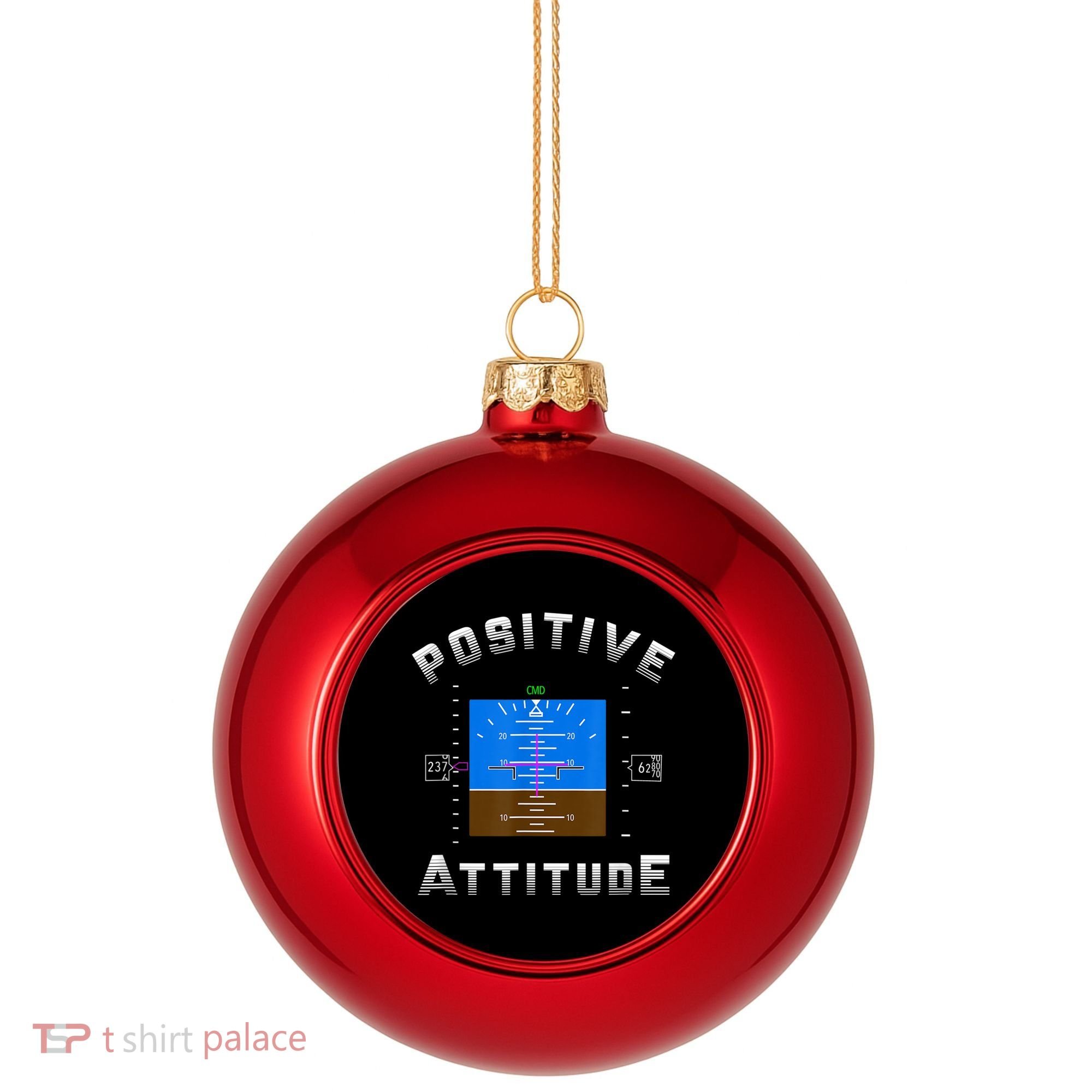 Positive Attitude Aviation Pilot Primary Flight Display Plastic Christmas Ball Ornament
