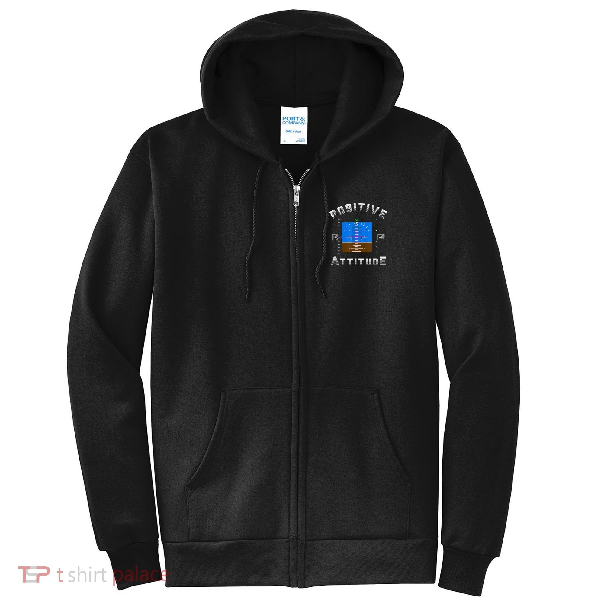 Positive Attitude Aviation Pilot Primary Flight Display Full Zip Hoodie