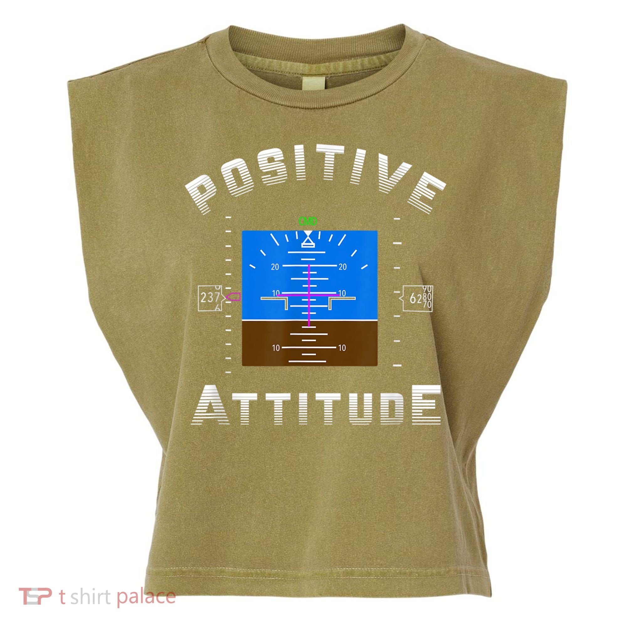 Positive Attitude Aviation Pilot Primary Flight Display Garment-Dyed Women's Muscle Tee