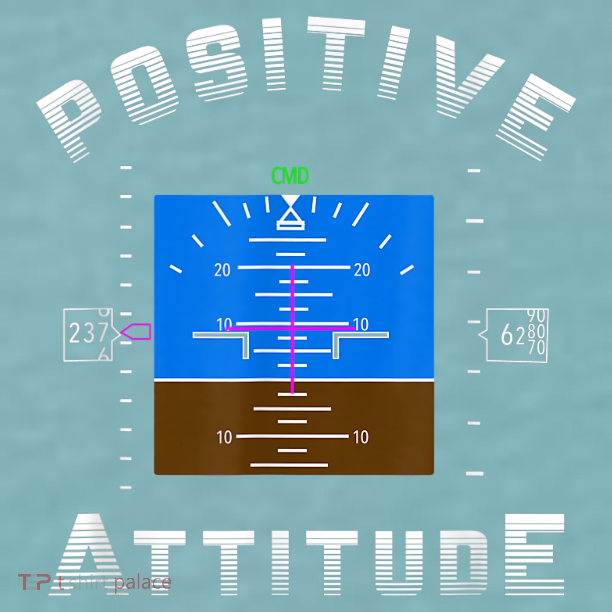 Positive Attitude Aviation Pilot Primary Flight Display Sueded Cloud Jersey T-Shirt