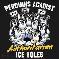 Penguins Against Authoritarian Ice Holes Funny Penguin Ornament thumb 1