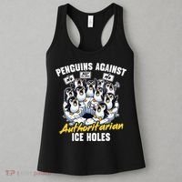 Penguins Against Authoritarian Ice Holes Funny Penguin Women's Tank Top thumb 3
