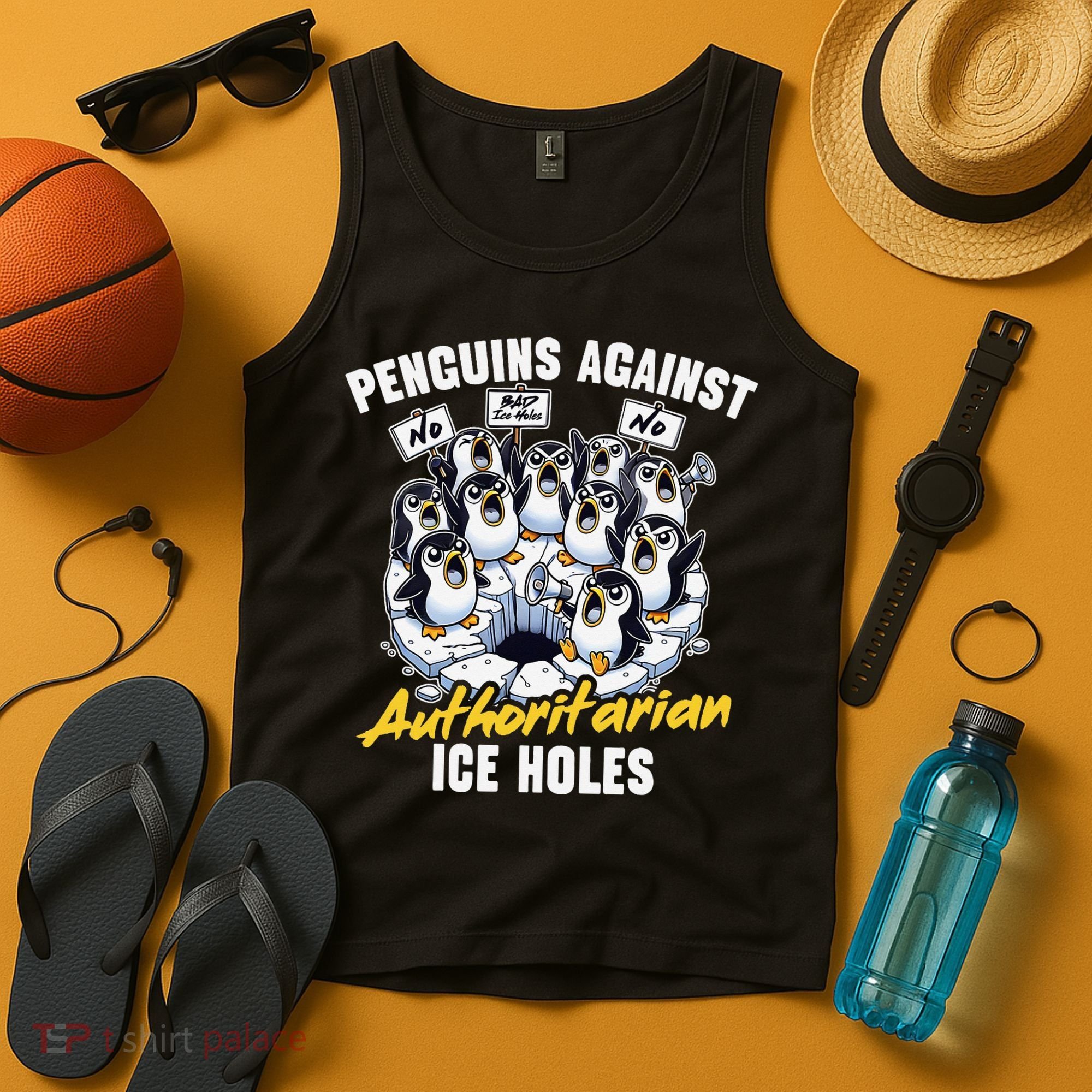 Penguins Against Authoritarian Ice Holes Funny Penguin Tank Top