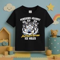 Penguins Against Authoritarian Ice Holes Funny Penguin Toddler T-Shirt thumb 3