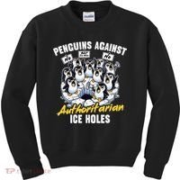 Penguins Against Authoritarian Ice Holes Funny Penguin Kids Sweatshirt thumb 0