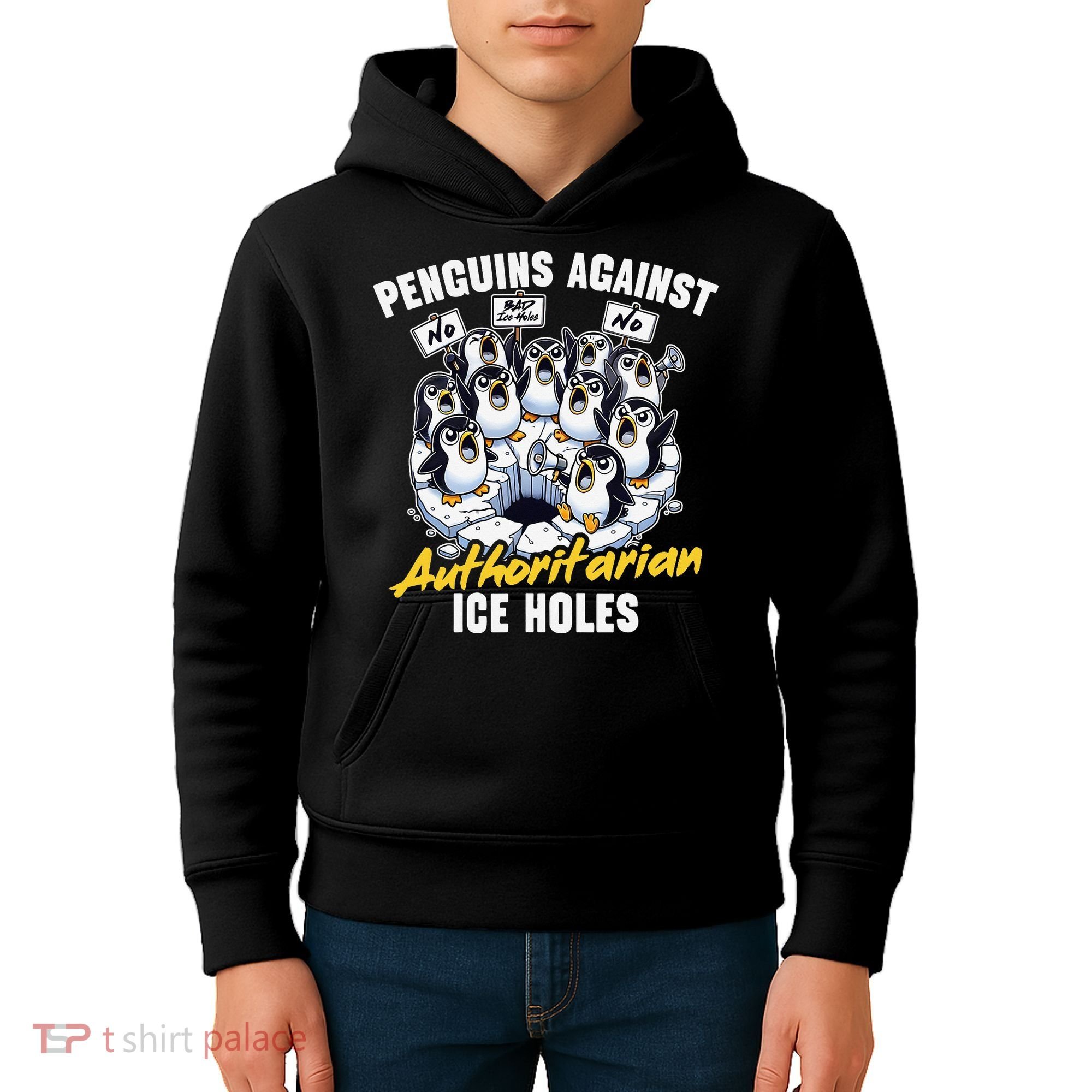 Penguins Against Authoritarian Ice Holes Funny Penguin Kids Hoodie