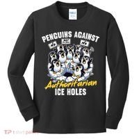 Penguins Against Authoritarian Ice Holes Funny Penguin Kids Long Sleeve Shirt thumb 0