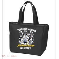 Penguins Against Authoritarian Ice Holes Funny Penguin Tote Bag thumb 3