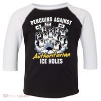 Penguins Against Authoritarian Ice Holes Funny Penguin Toddler Fine Jersey T-Shirt thumb 0