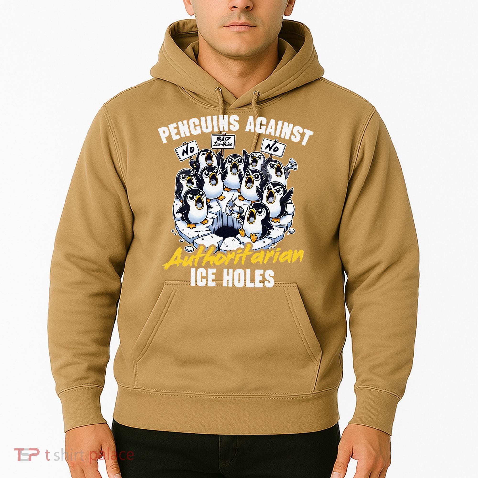 Penguins Against Authoritarian Ice Holes Funny Penguin Hoodie