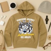 Penguins Against Authoritarian Ice Holes Funny Penguin Hoodie thumb 3