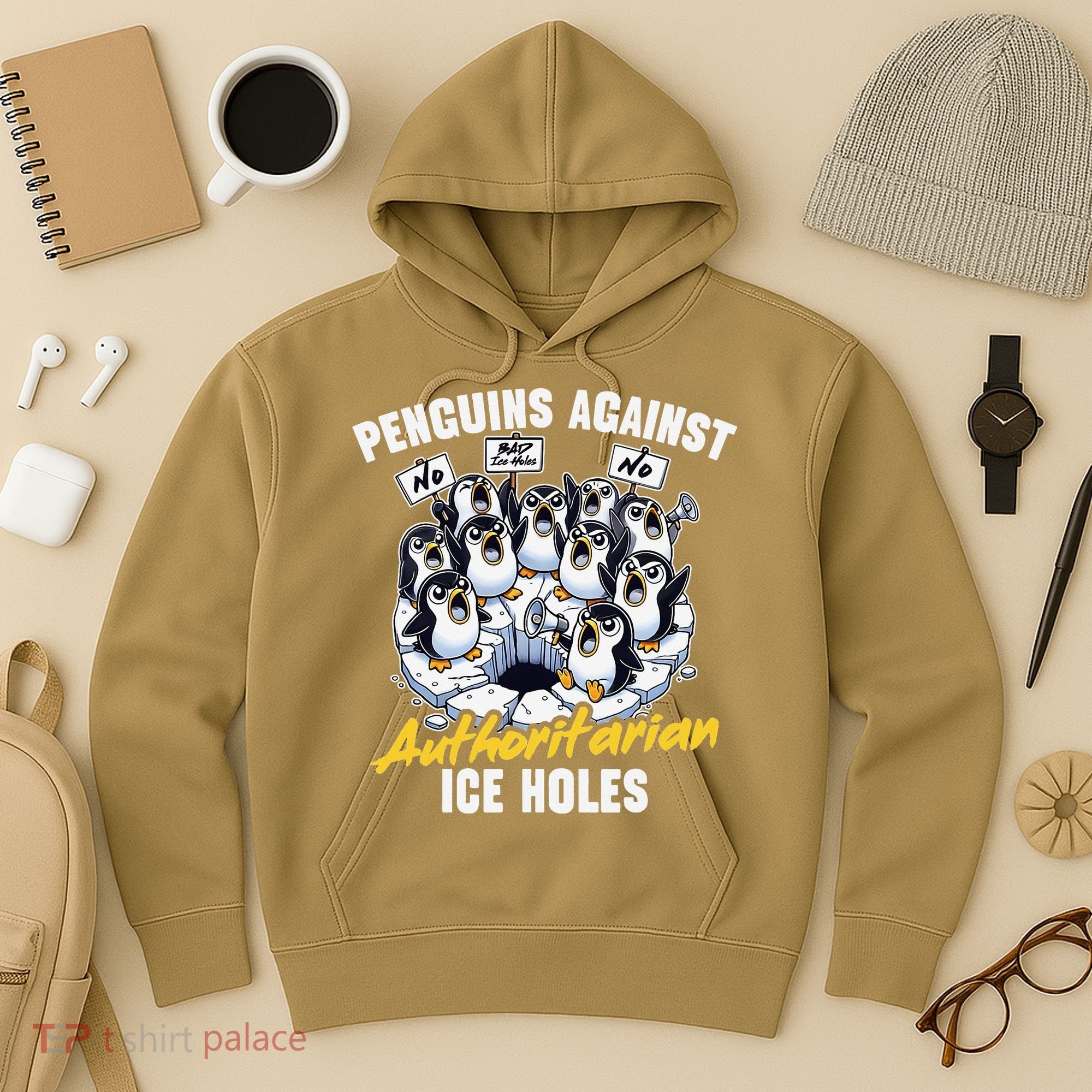 Penguins Against Authoritarian Ice Holes Funny Penguin Hoodie