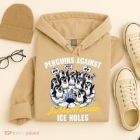 Penguins Against Authoritarian Ice Holes Funny Penguin Hoodie thumb 4