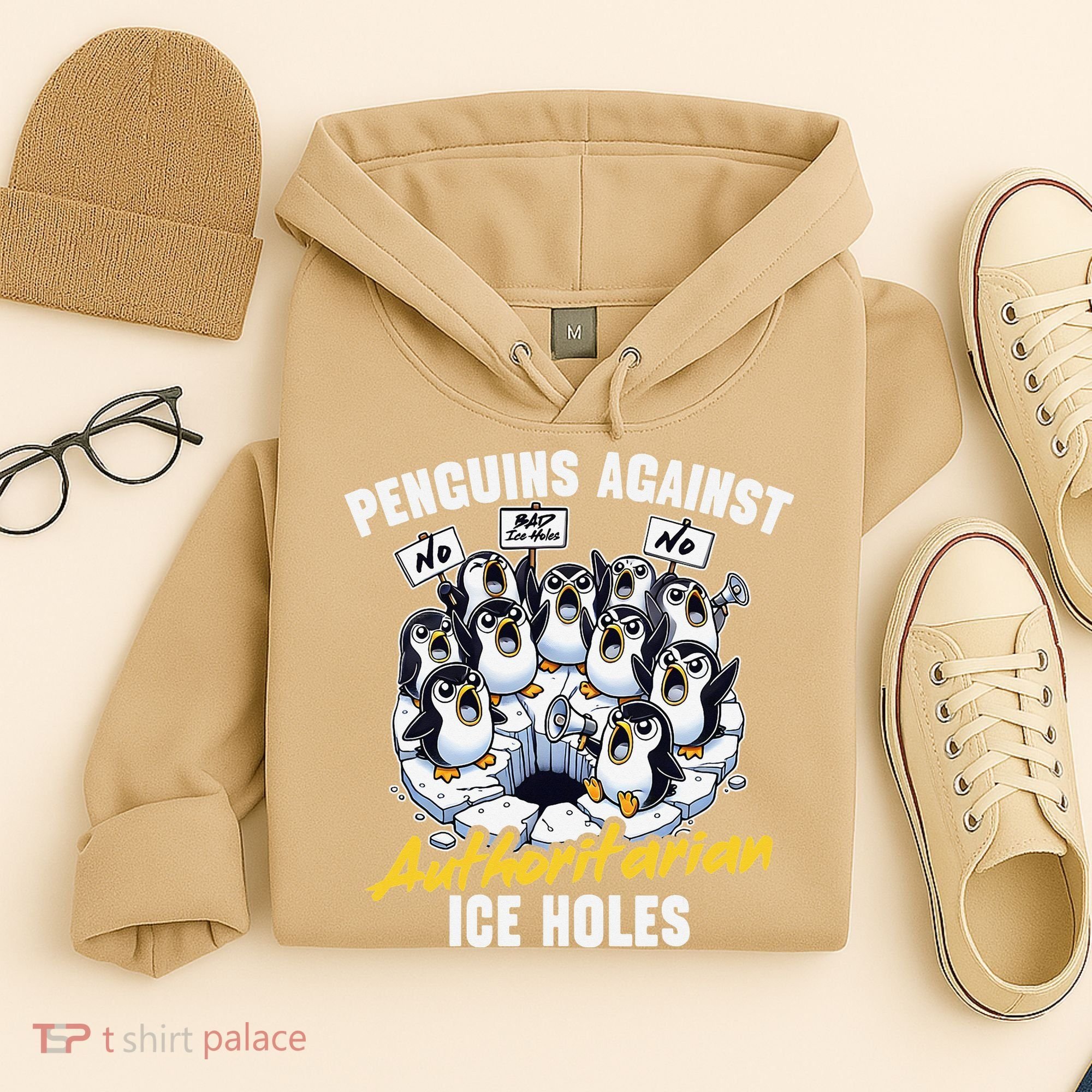 Penguins Against Authoritarian Ice Holes Funny Penguin Hoodie