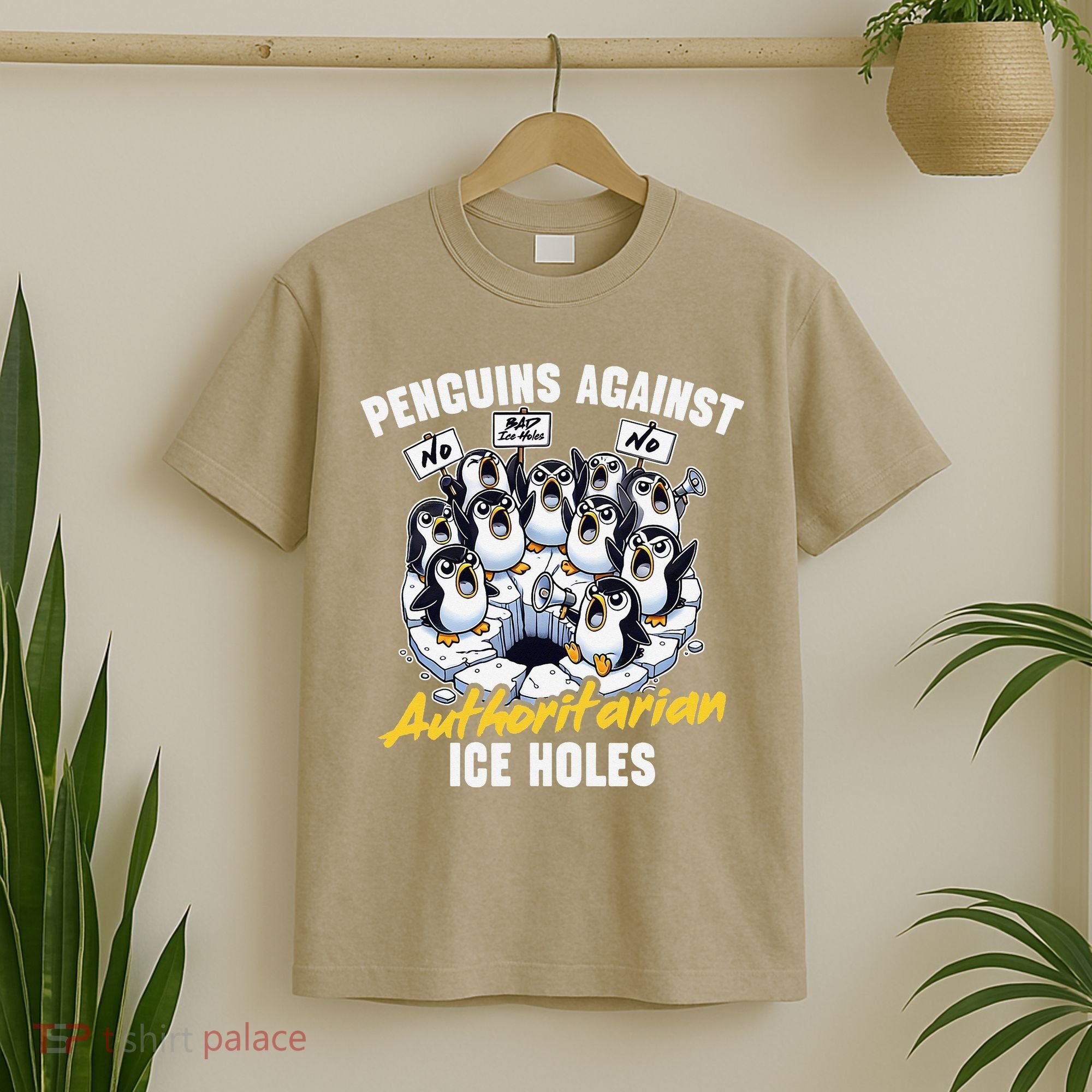 Penguins Against Authoritarian Ice Holes Funny Penguin T-Shirt