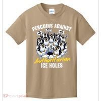 Penguins Against Authoritarian Ice Holes Funny Penguin Kids T-Shirt thumb 0