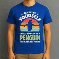 Penguin Always Be Yourself Retro Vintage 60s 70s Bird Lovers  T-Shirt thumb 3