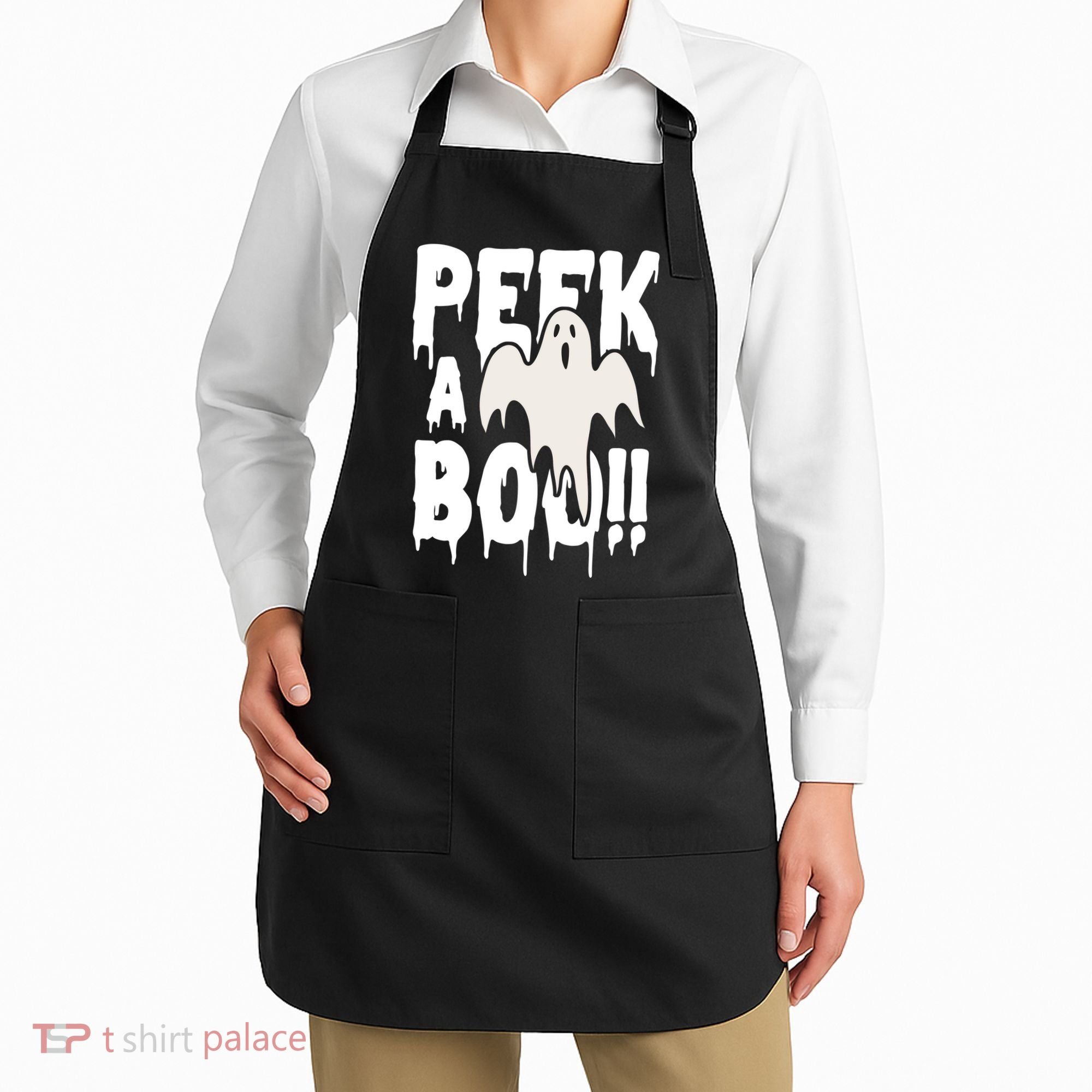 Peek A Boo Halloween Ghost Apron
