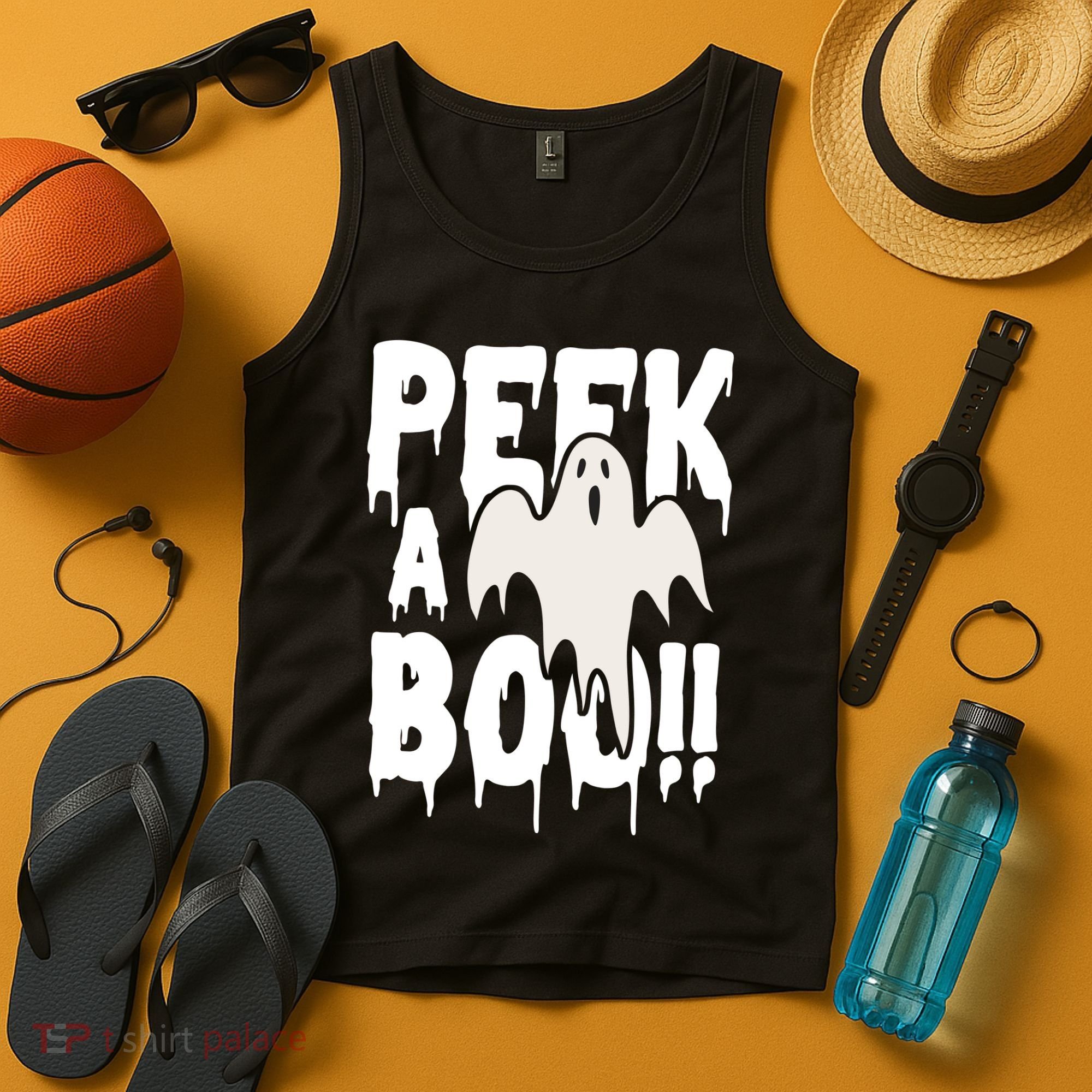 Peek A Boo Halloween Ghost Tank Top