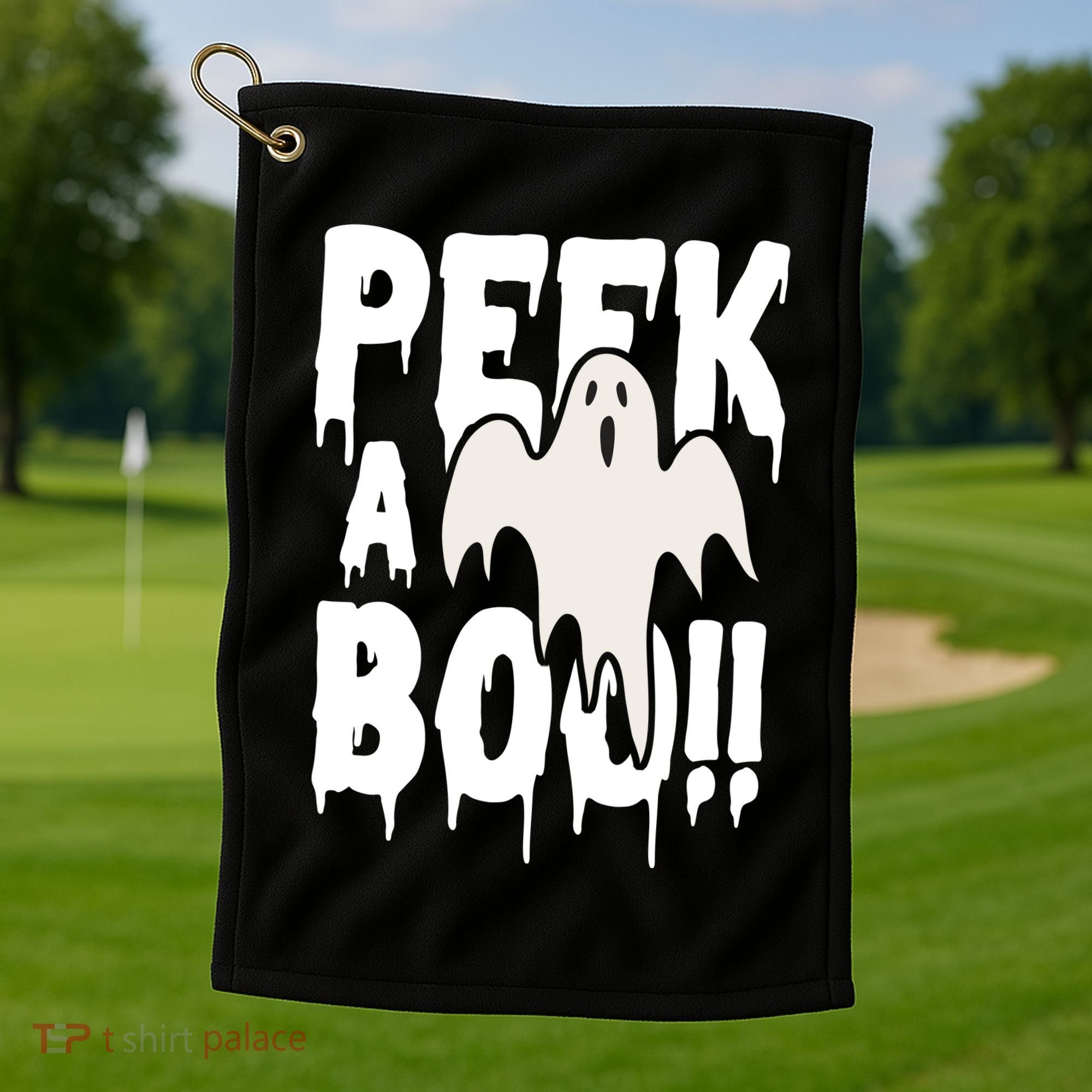 Peek A Boo Halloween Ghost Golf Towel